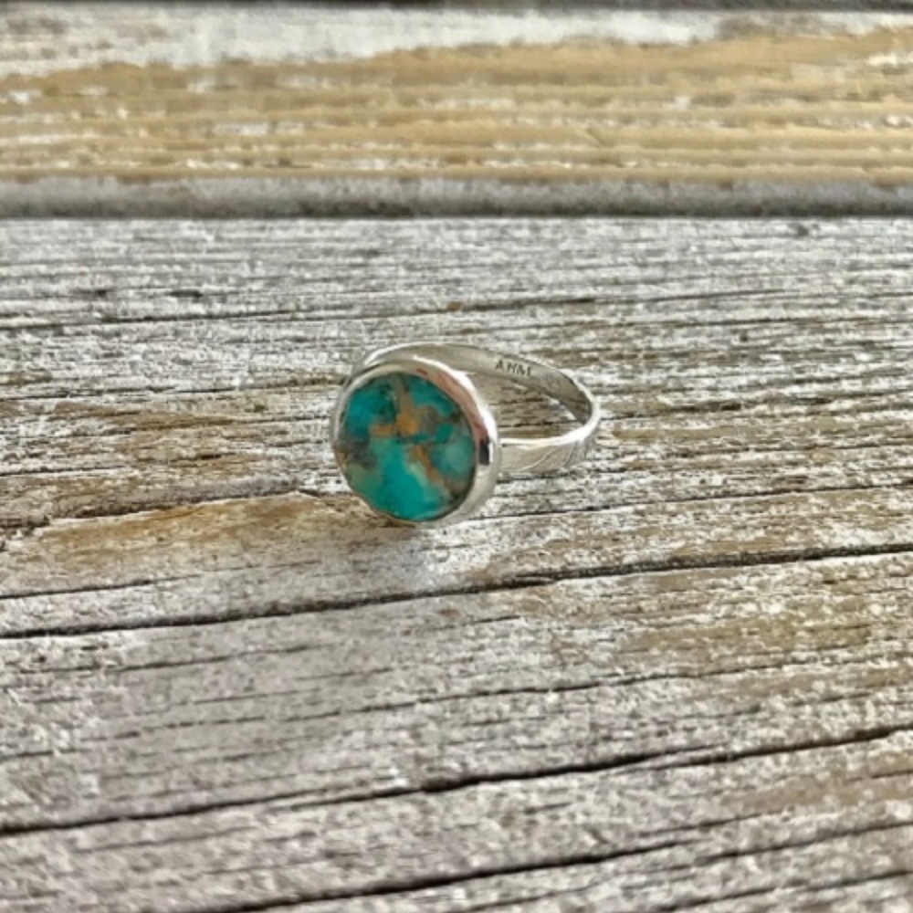 Boho Faceted Quartz over Turquoise Stackable Ring - Picture 3 of 6